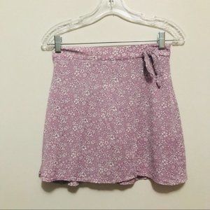 Kids Purple Floral Print Wrap Skort